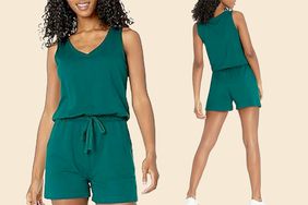 Forest Green Elastic Waist Tie Romper