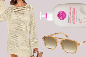 Swimsuit Cover Up, Lotion, and Sunglasses 