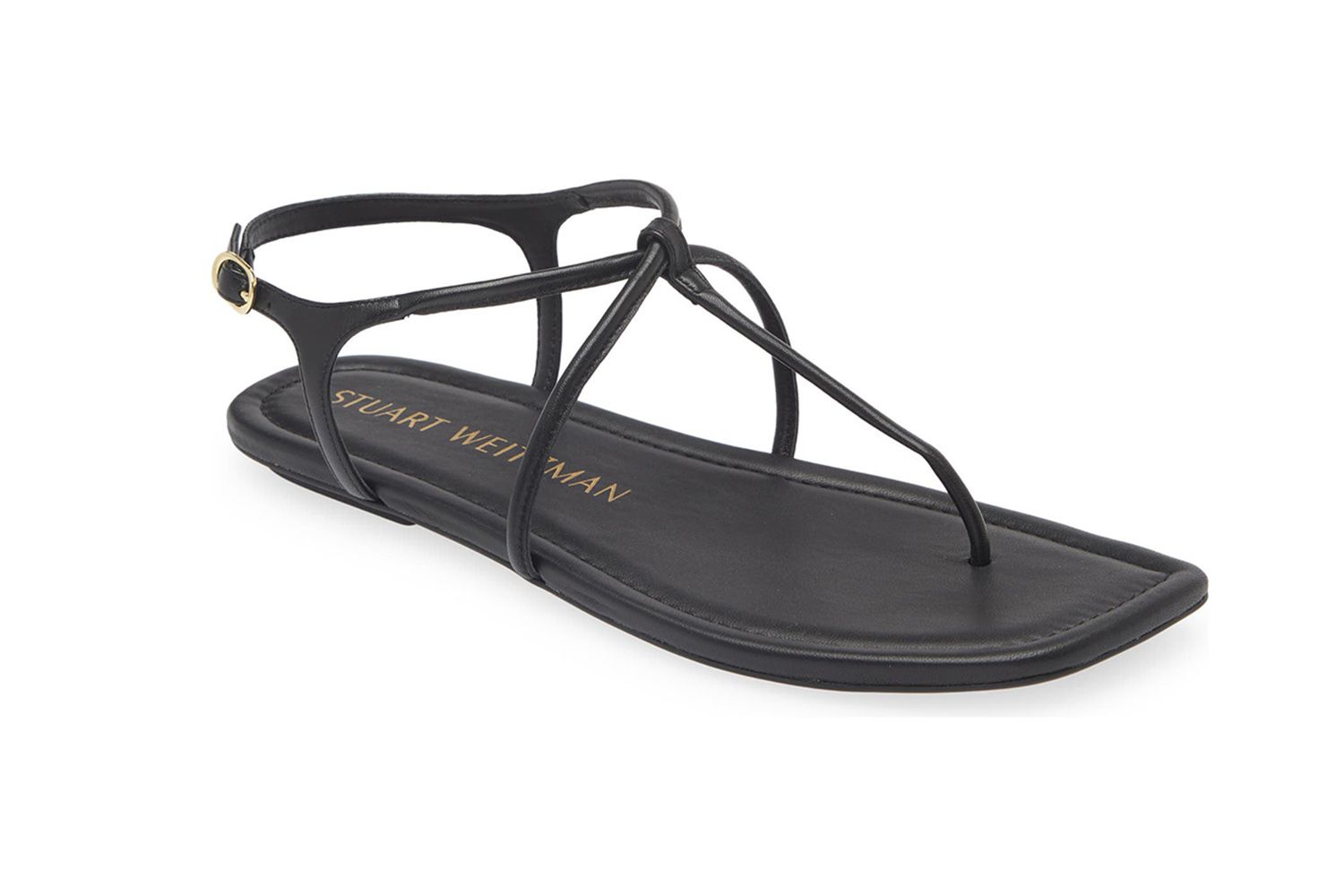 stuart weitzman black t strap sandals