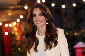 Kate Middleton Smiling Curled Hair White Jacket Walking Together At Christmas" Carol Service" at Westminster Abbey December 8, 2023