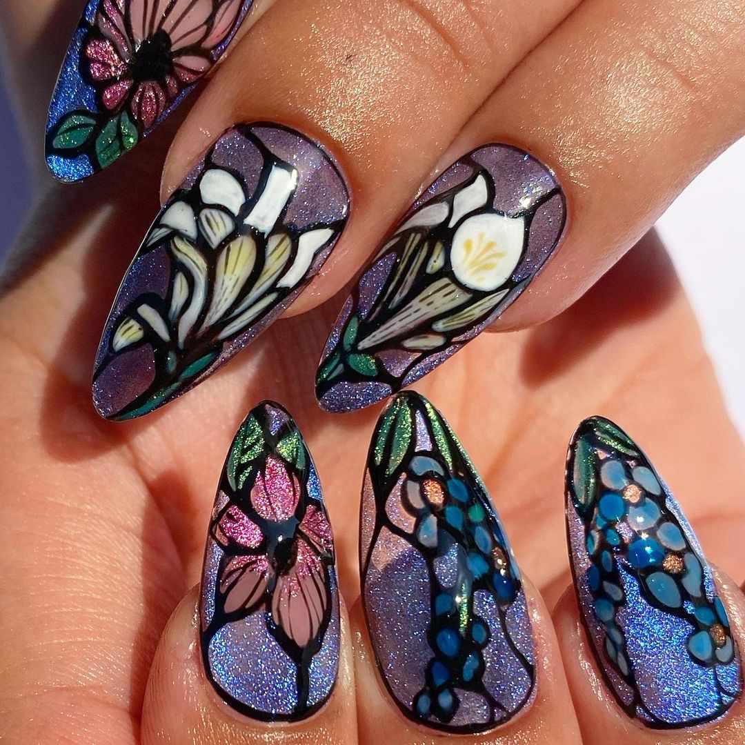 Stained Glass Virgo Nails