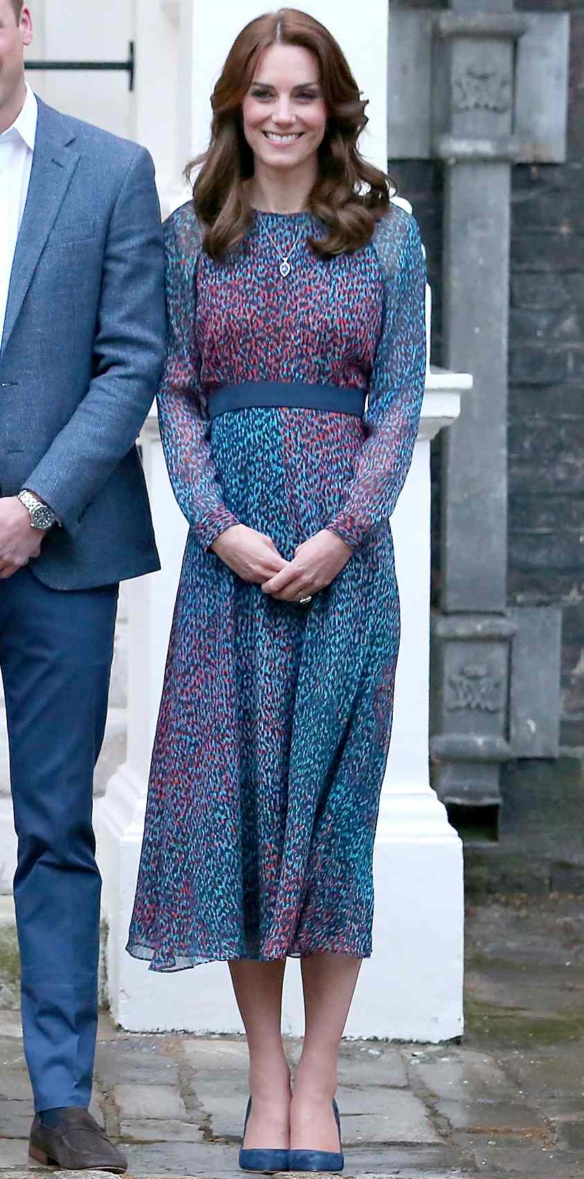 Kate Middleton in an L.K. Bennett jewel-toned silk cocktail dress