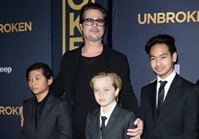 Brad Pitt with kids Maddox, Pax and Shiloh