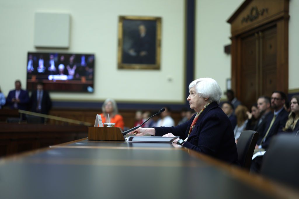 U.S. Secretary of the Treasury Janet Yellen testifies during a hearing before the House Committee on Financial Services at Rayburn House Office Building on July 9, 2024 on Capitol Hill in Washington, DC.