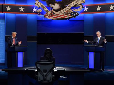 Joe Biden, 2020 Democratic presidential nominee, right, and U.S. President Donald Trump speak during the U.S. presidential debate at Belmont University in Nashville, Tennessee, U.S., on Thursday, Oct. 22, 2020.