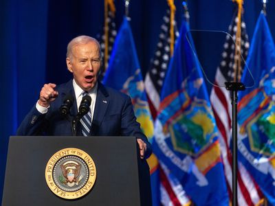 President Joe Biden speaks at a science and technology museum in Syracuse, N.Y., in April.