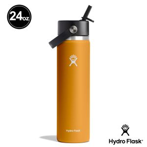 Hydro Flask 24oz/709ml 寬口 吸管 真空 保溫瓶 化石棕