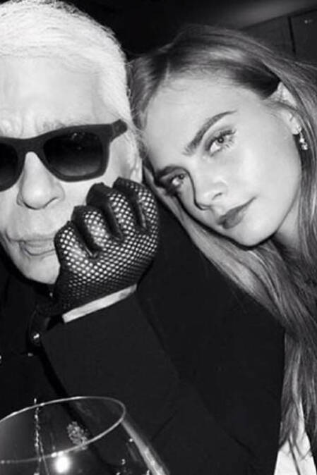 Model, actress and activist Cara Delevigne is pictured with legendary designer Karl Lagerfeld as part of the CARA LOVES KARL collaboration. ​