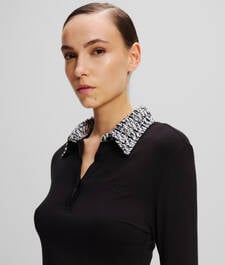 LONG-SLEEVED BOUCLÉ POLO SHIRT