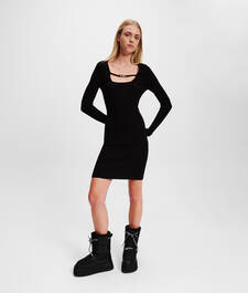 KLJ SQUARE-NECK KNIT DRESS