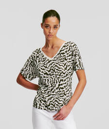 ZEBRA-PRINT V-NECK TOP