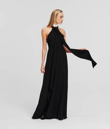 COLLAR AND BOWTIE MAXI DRESS