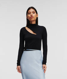 CUT-OUT MOCK-NECK TOP