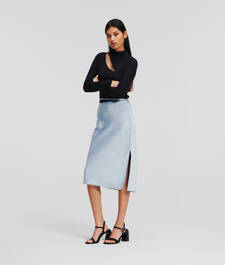 KARL SIGNATURE SATIN MIDI SKIRT