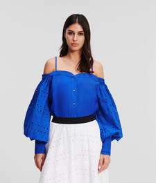 BRODERIE ANGLAISE OFF-SHOULDER SHIRT