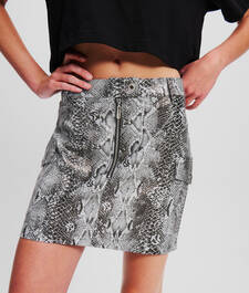 KLJ FAUX-LEATHER SNAKE-PRINT SKIRT