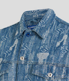 KLJ MONOGRAM DISTRESSED DENIM JACKET