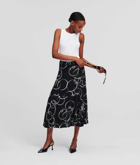 CIRCLE PRINT WRAP SKIRT