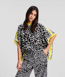 GIRAFFE-PRINT SILK TUNIC SHIRT