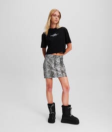 KLJ FAUX-LEATHER SNAKE-PRINT SKIRT