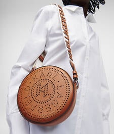 K/CIRCLE ROUND PERFORATED LOGO CROSSBODY BAG