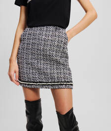 PEARL-EMBELLISHED BOUCLÉ SKIRT