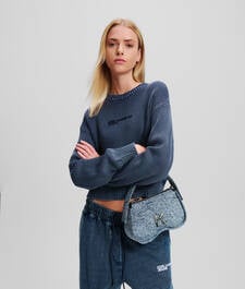 KLJ SUNGLASSES DENIM SHOULDER BAG