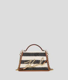 K/SIGNATURE MEDIUM RAFFIA CROSSBODY BAG