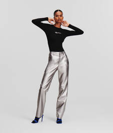 KLJ METALLIC FAUX-LEATHER TROUSERS