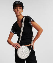 K/CIRCLE ROUND PERFORATED LOGO CROSSBODY BAG