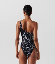 CIRCLE PRINT CUTOUT SWIMSUIT 