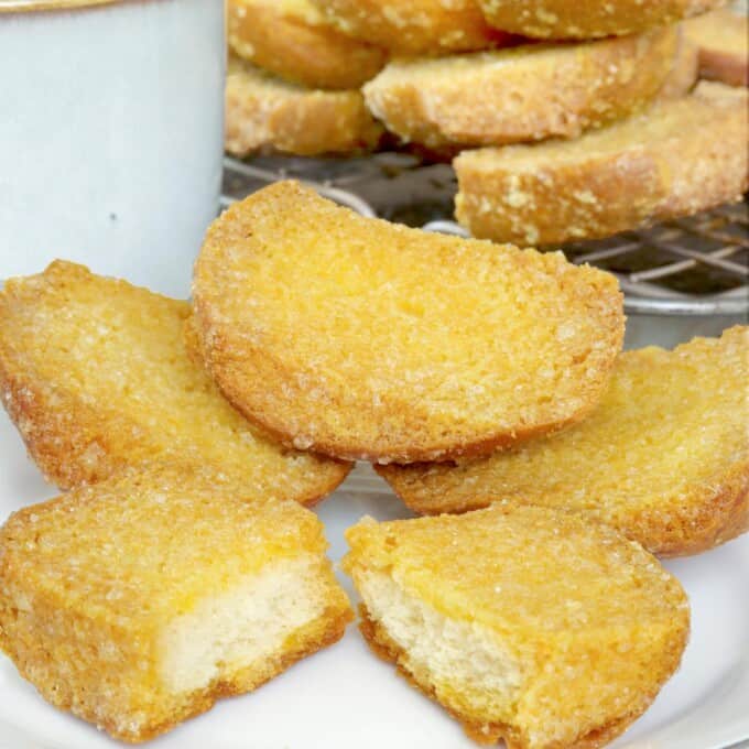 crispy, buttery biscocho on a plate