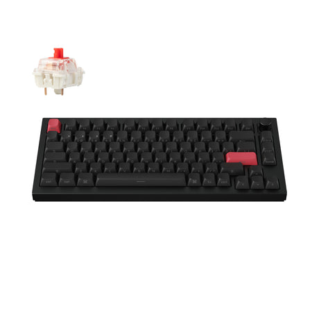 Keychron Q1 Max QMK VIA Wireless Custom Mechanical Keyboard 75% Layout Aluminum Black Side-Printed PBT Keycaps for Mac Windows Linux Gateron Jupiter Red