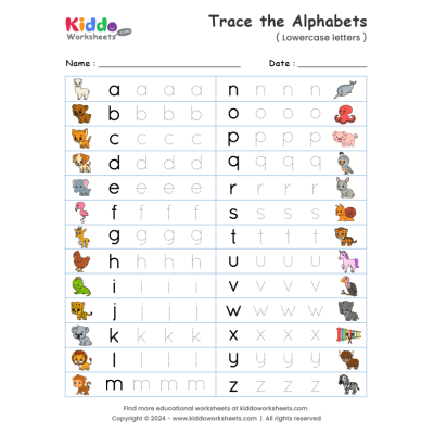 Lowercase Letter Tracing worksheet