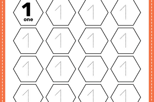 Preschool Number 1 Tracing worksheet PDF Printable