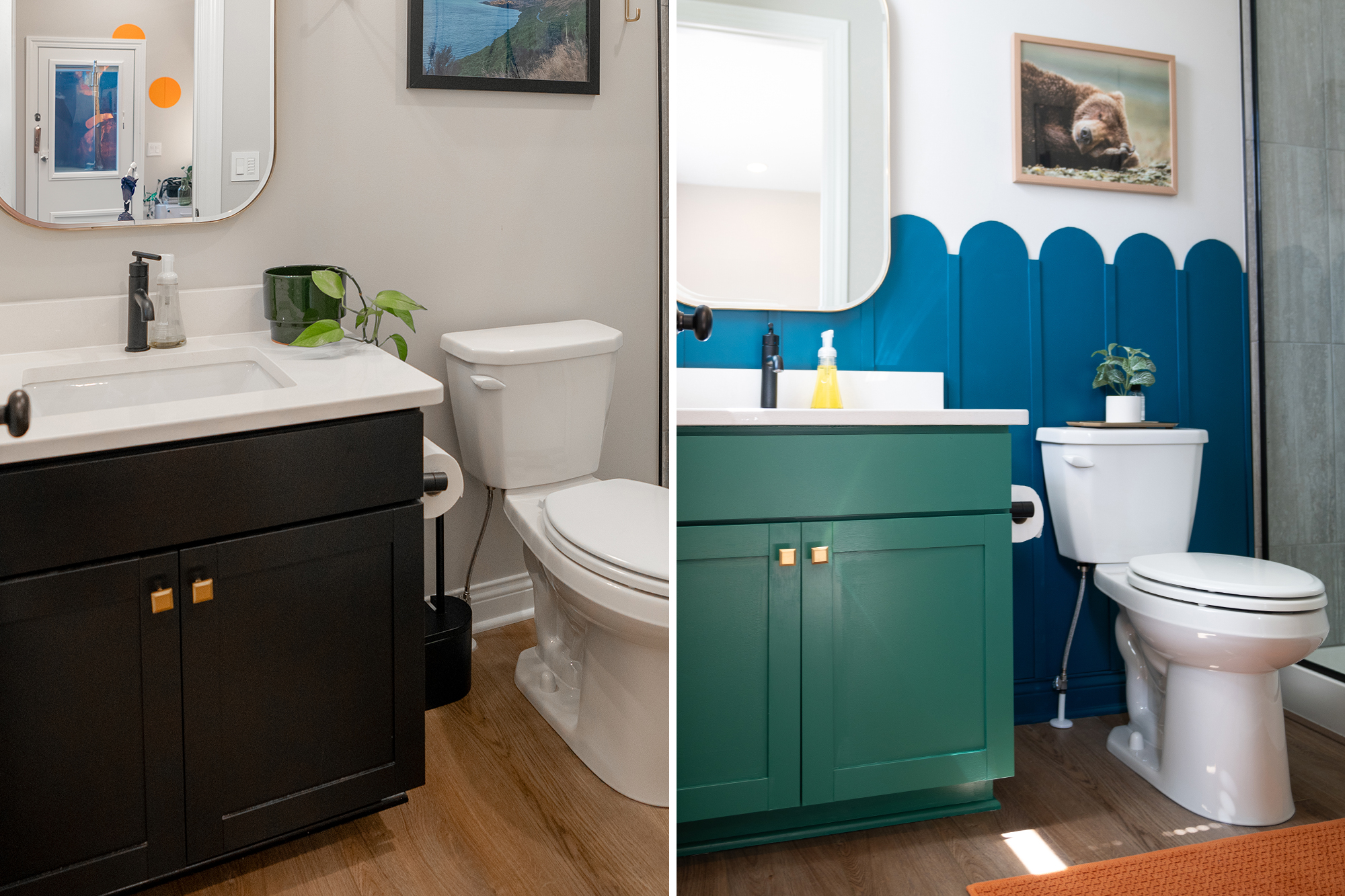 Before and after image of the bathroom.