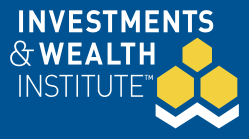 The logo for Investments & Wealth Institute with a stylized hexagonal graphic icon in yellow and blue colors.