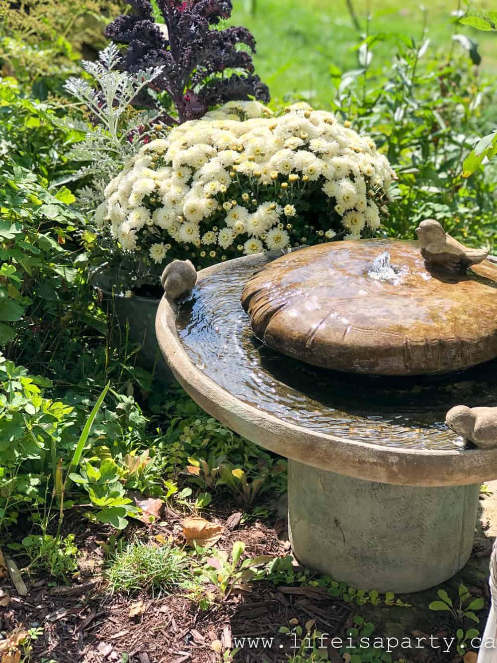 fall garden fountain