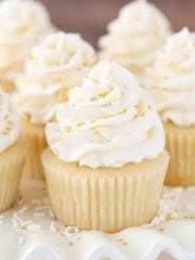 image of Easy Moist Vanilla Cupcakes close up