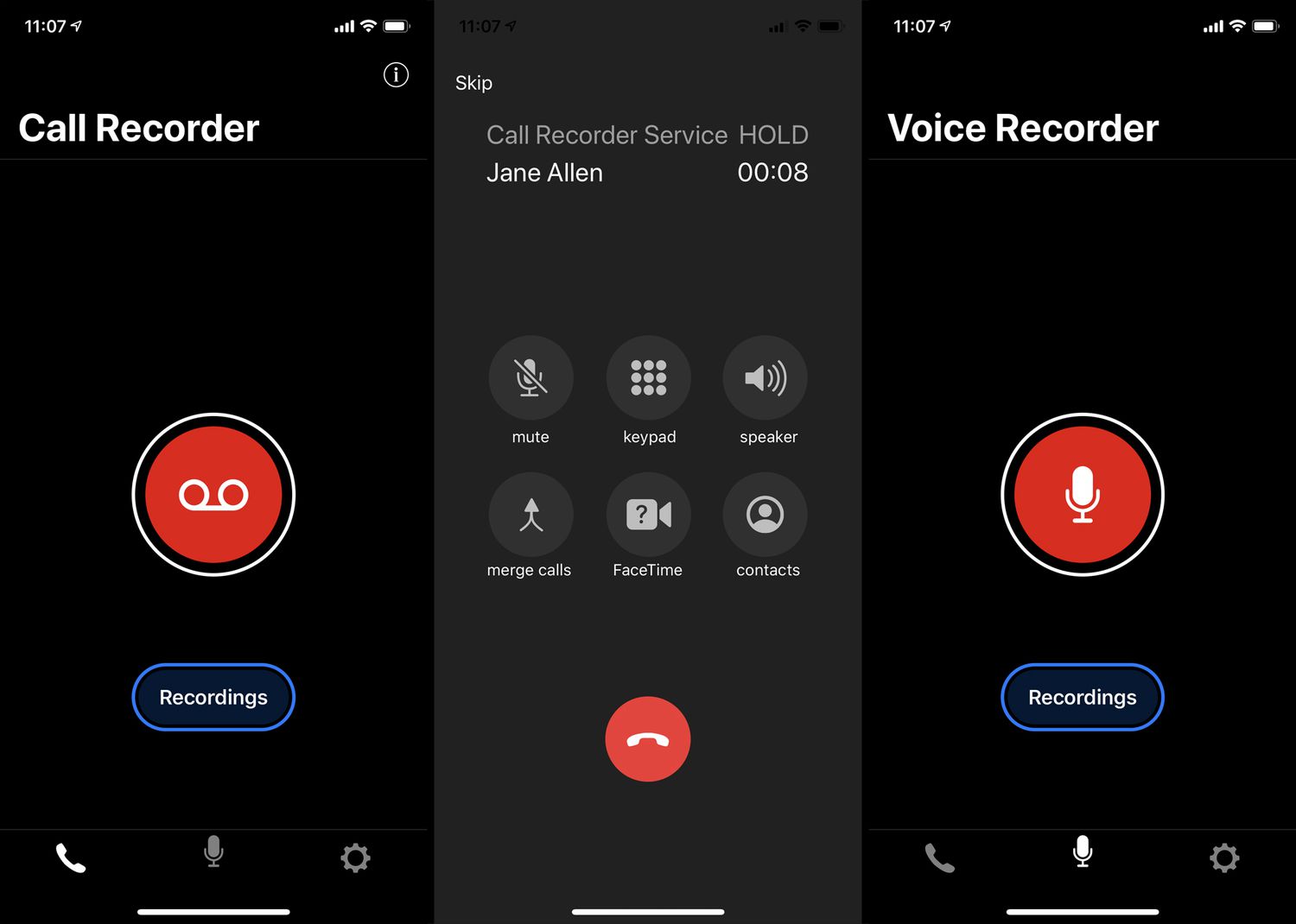 Call Recorder & Voice Memo app on iPhone.