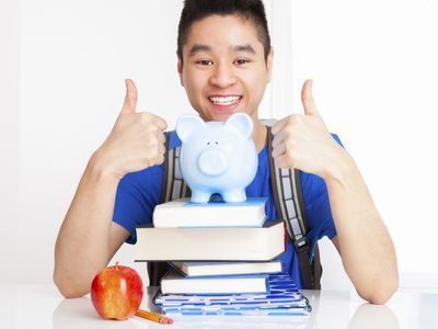 Asian college student with books