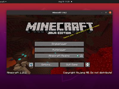 Minecraft Java edition home screen