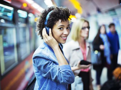 Woman wearing headphones