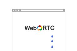 WebRTC logo in an abstract browser, with three water drops falling from it