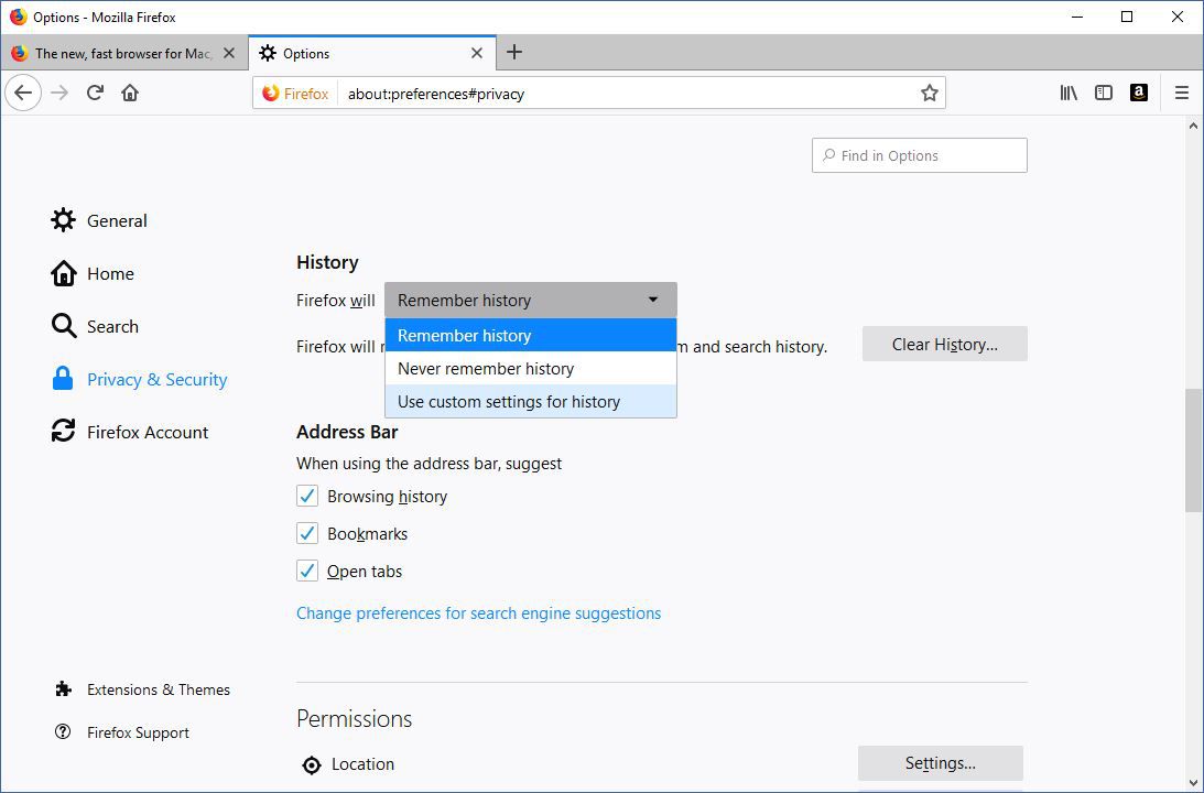 How to find the history list in Firefox