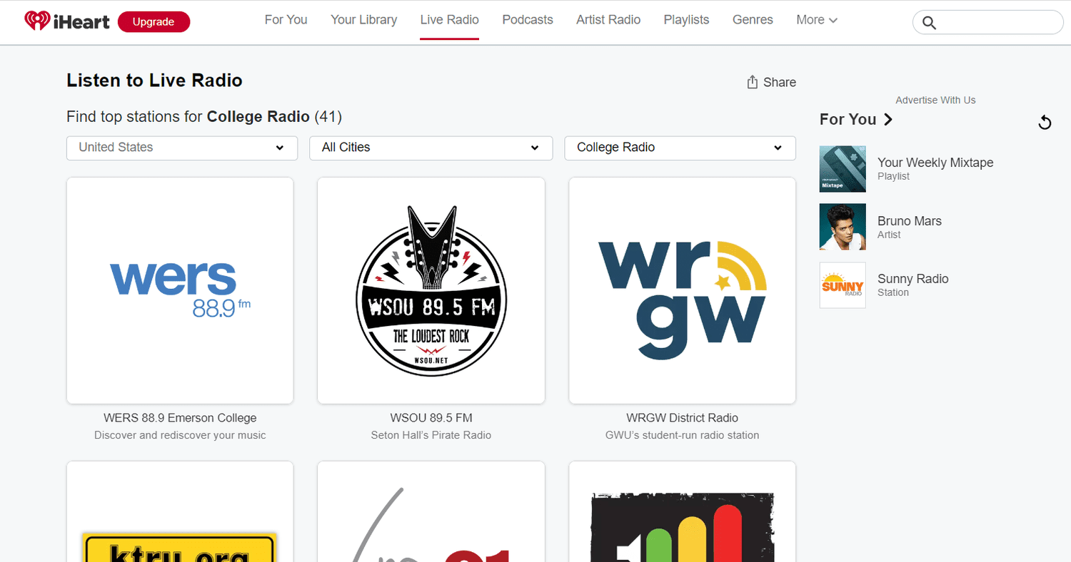 iHeart college radio stations