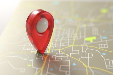 Red GPS marker on a map