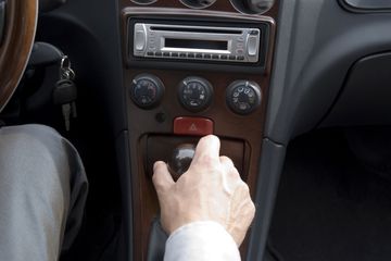 A replacement head unit in a car.