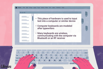 An illustration of hands on a laptop keyboard.