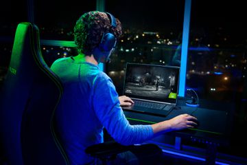 Razer Blade 17 laptop being used by a gamer